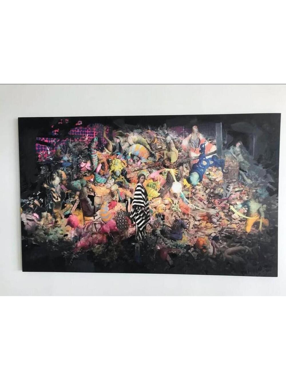 Large Exhibition Artwork After Jonas Burgert – 78” × 48” – Print & Oil on Canvas